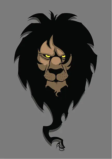 Vector illustration of Dark lion