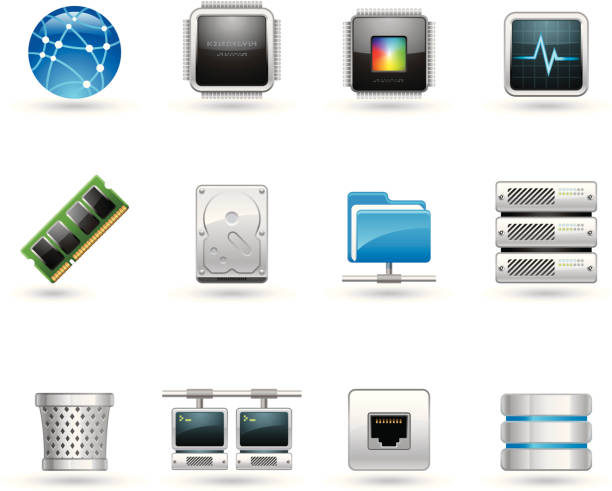 ilustraciones, imágenes clip art, dibujos animados e iconos de stock de iconos universales de la organización - disco duro