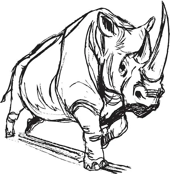 Vector illustration of Rhinoceros Charging