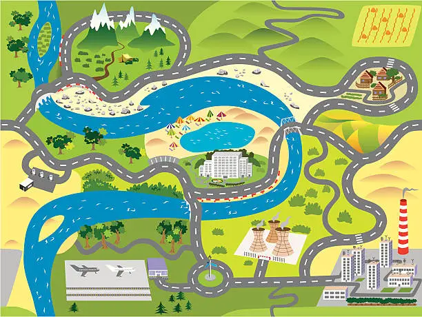 Vector illustration of Seamless toy map
