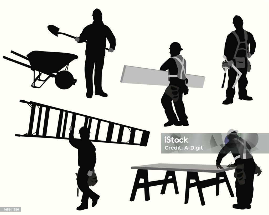 ConstructionTasks - clipart vectoriel de Silhouette - Contre-jour libre de droits