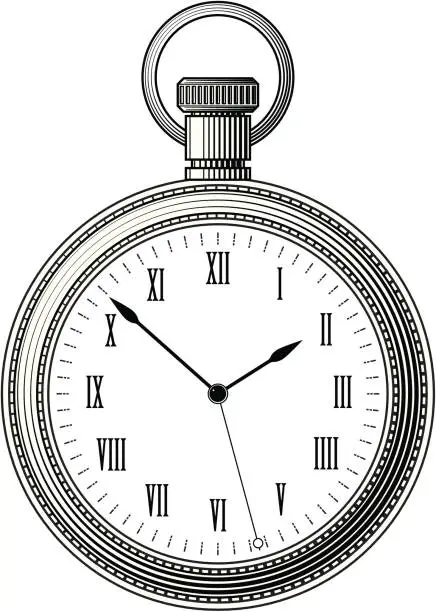 Vector illustration of Woodcut Pocket Watch