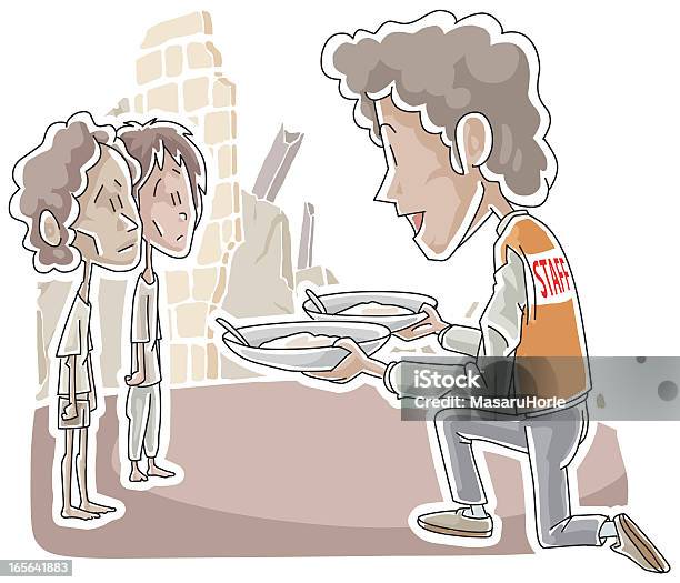 Relief For Victims Stock Illustration - Download Image Now - Famine, Cartoon, Charity and Relief Work