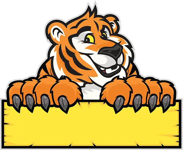 Vector illustration of Tiger Mascot Sign