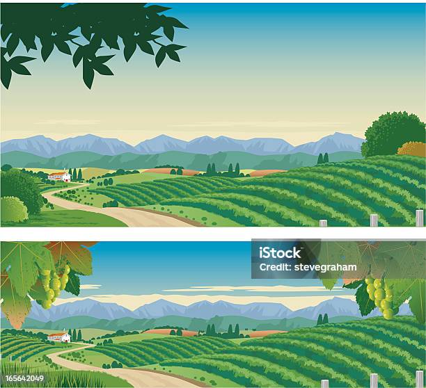 На Виноградник — стоковая векторная графика и другие изображения на тему Виноградник - Виноградник, Ферма, Иллюстрация