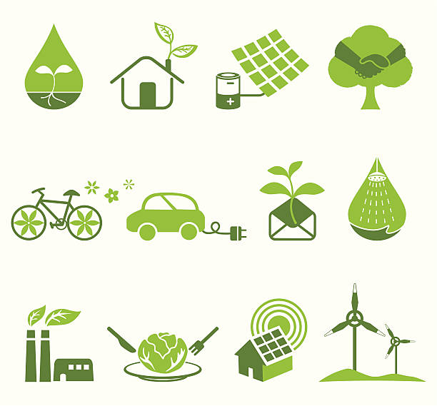 green icons vector art illustration