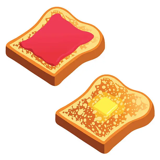 Vector illustration of Toast with Butter or Jelly