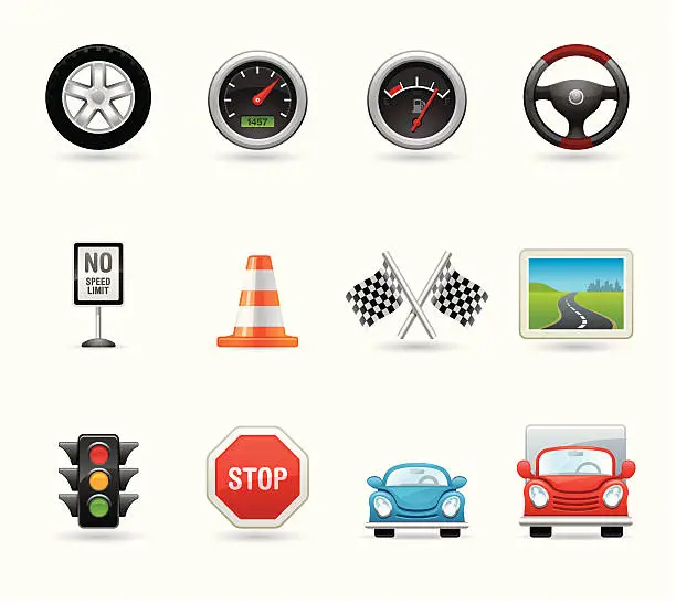 Vector illustration of Universal icons - Car and Road