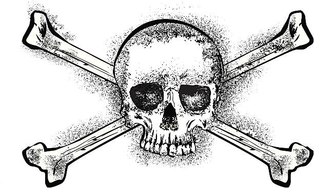 grunge skull and bones vector art illustration