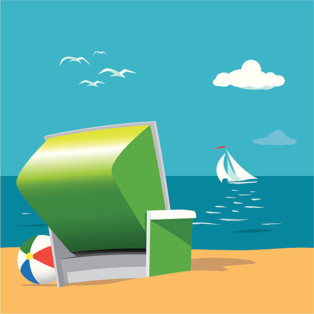 с видом на пляж - color image colored background nautical vessel sea stock illustrations