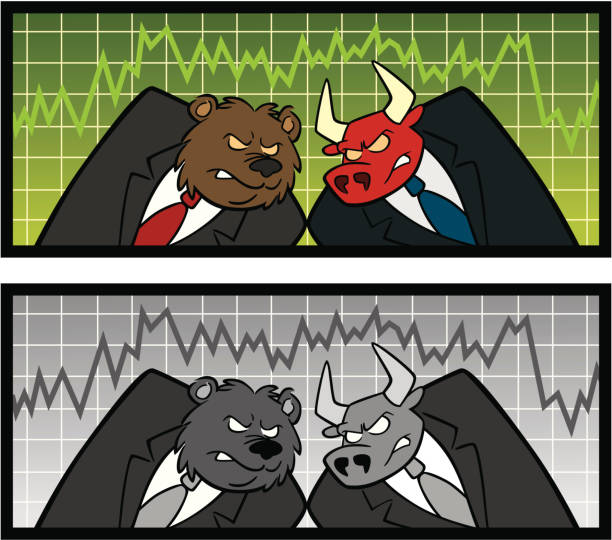 베어, 불 주식 시장 - bull bear stock market new york stock exchange stock illustrations