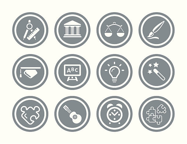 Bildung und Gesetz Icon-Set – Vektorgrafik