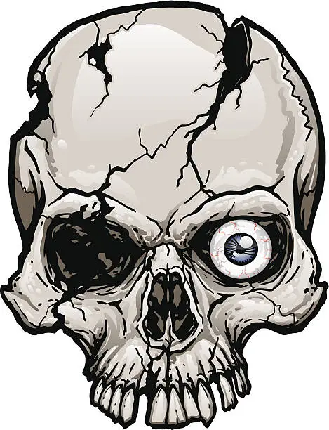 Vector illustration of Damaged Skull