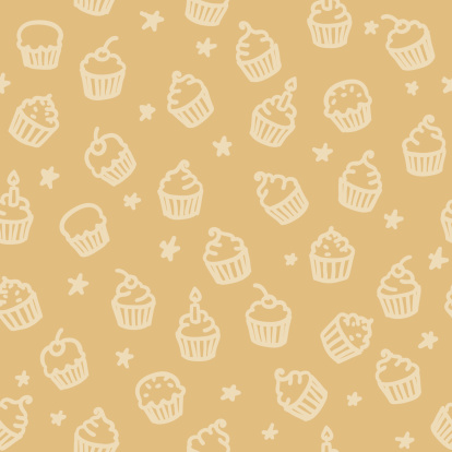 seamless pattern with cute cupcake  hand drawn elements
