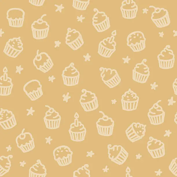 Vector illustration of seamless pattern: cupcakes
