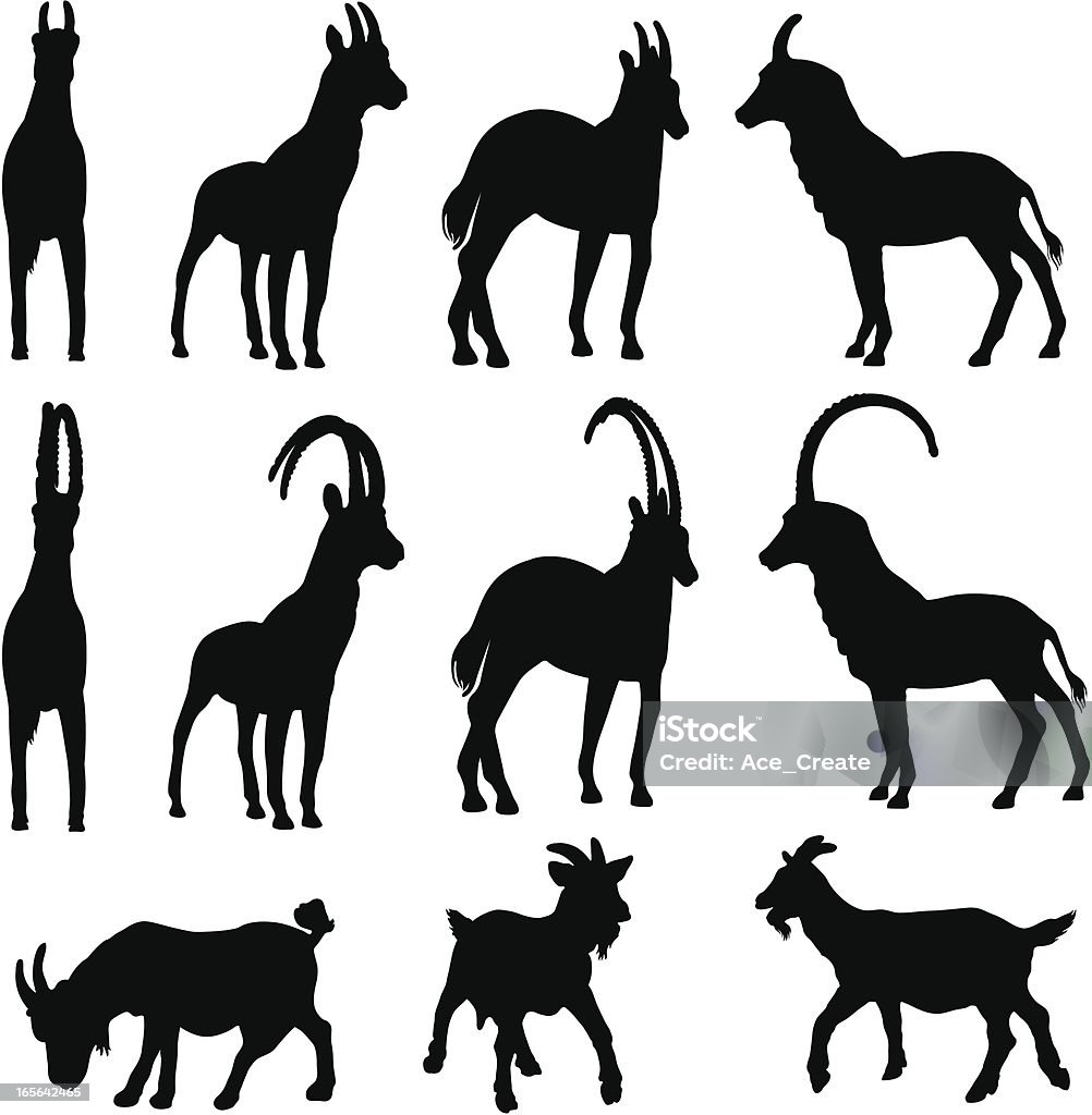 Goat silhouette collection A variety of goat silhouettes. Mountain Goat stock vector