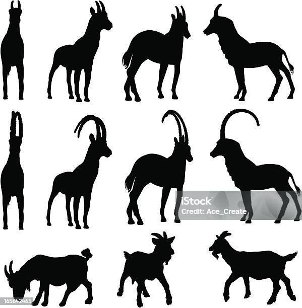 Goat Silhouette Collection Stock Illustration - Download Image Now - Mountain Goat, Herd, Domestic Goat