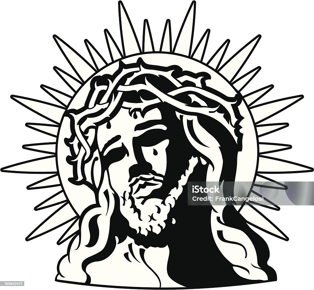 head of christ black and white illustration of the head of christ Halo - Symbol stock vector