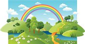 istock landscape with a rainbow 165642478