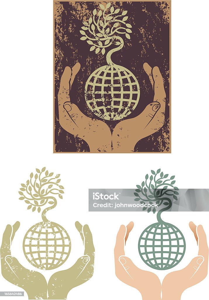 Global ręce - Grafika wektorowa royalty-free (Drzewo)