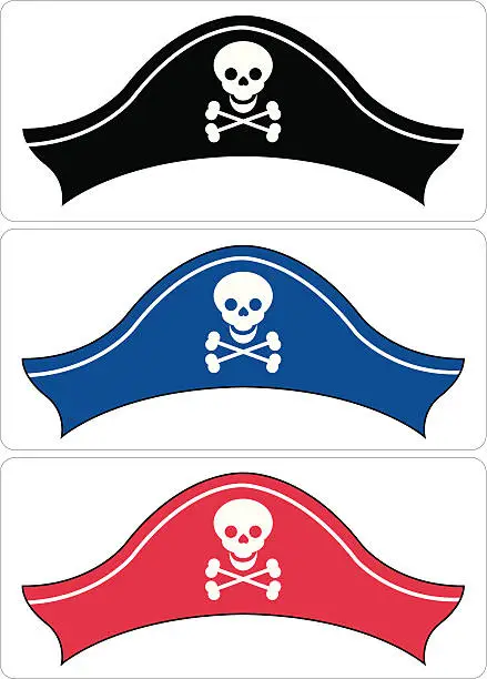 Vector illustration of Pirate Hat in Three Colours