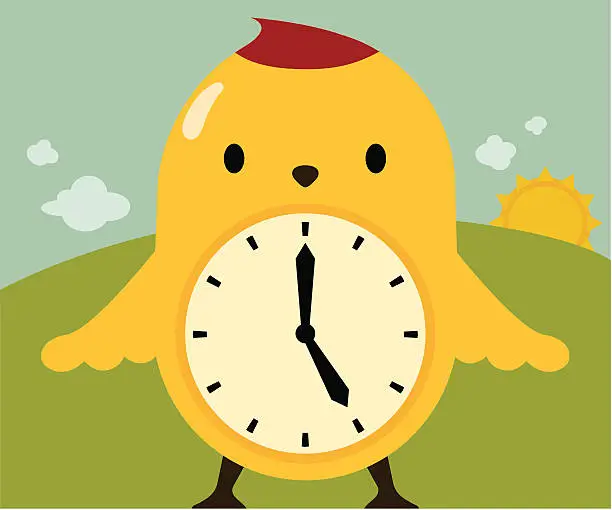 Vector illustration of Early Bird / Time Flies / Spring Forward