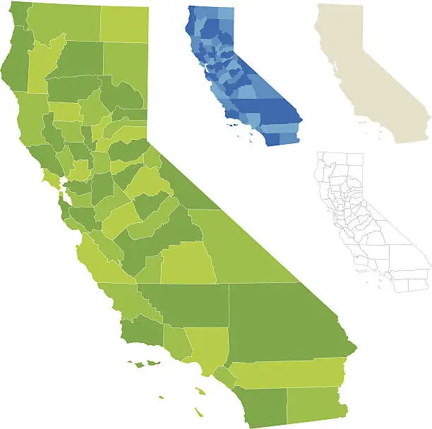 Vector illustration of California County Map