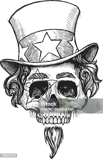 Uncle Sam 스컬 B W 사람 두개골에 대한 스톡 벡터 아트 및 기타 이미지 - 사람 두개골, Uncle Sam, 모자-모자류