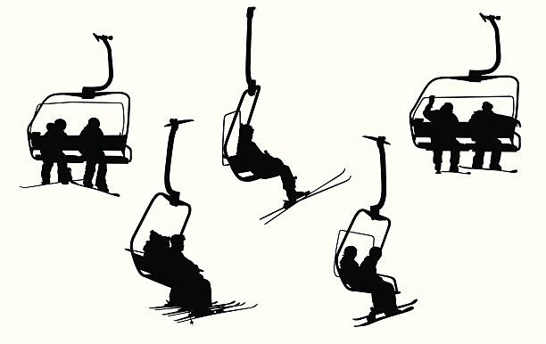 goingup - подъёмник для лыжников stock illustrations