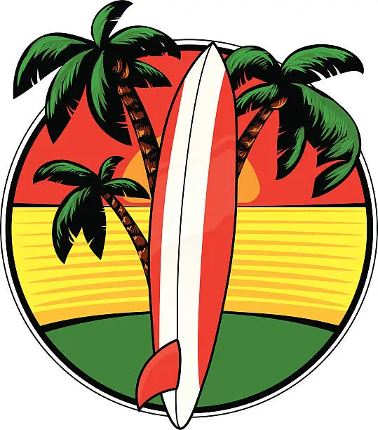 Vector illustration of reggae surf