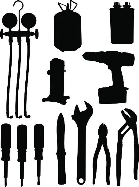 Vector illustration of Air conditioning Tools