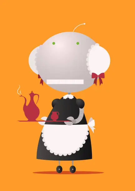 Vector illustration of Robot maid