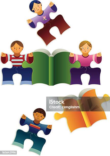 School Puzzle Stock Illustration - Download Image Now - Book, Child, 4-5 Years