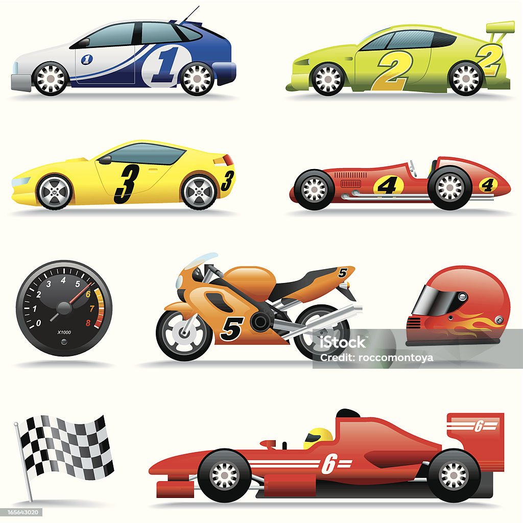 Icon Set, Race Cars Icon Set, a lot of race cars and things cars on white background, make in adobe Illustrator (vector) Racecar stock vector