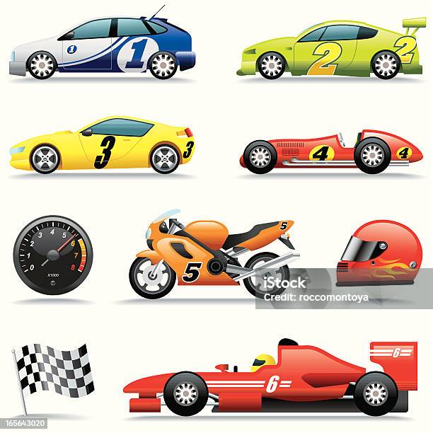 Icon Set Race Cars Stock Illustration - Download Image Now - Racecar, Vector, Sports Race