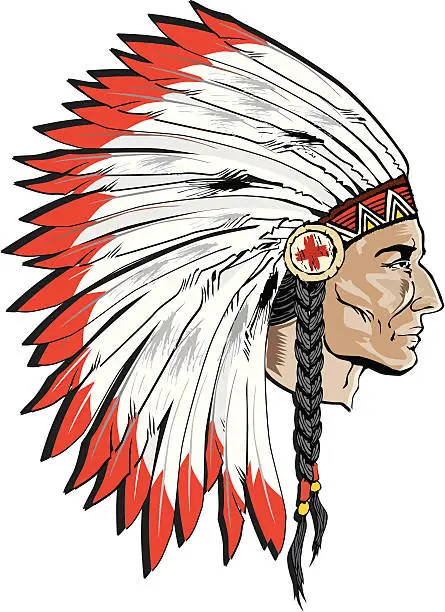 Vector illustration of indian chief head