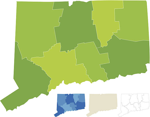 ilustrações, clipart, desenhos animados e ícones de connecticut county mapa - connecticut map