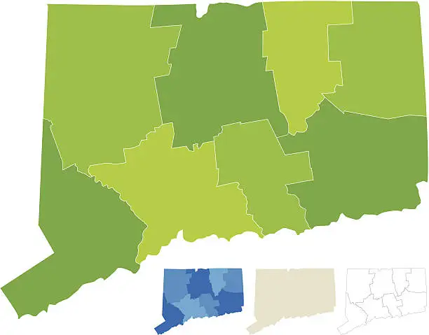 Vector illustration of Connecticut County Map
