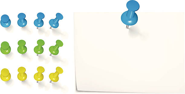 с thumbtacks - thumbtack message reminder office stock illustrations