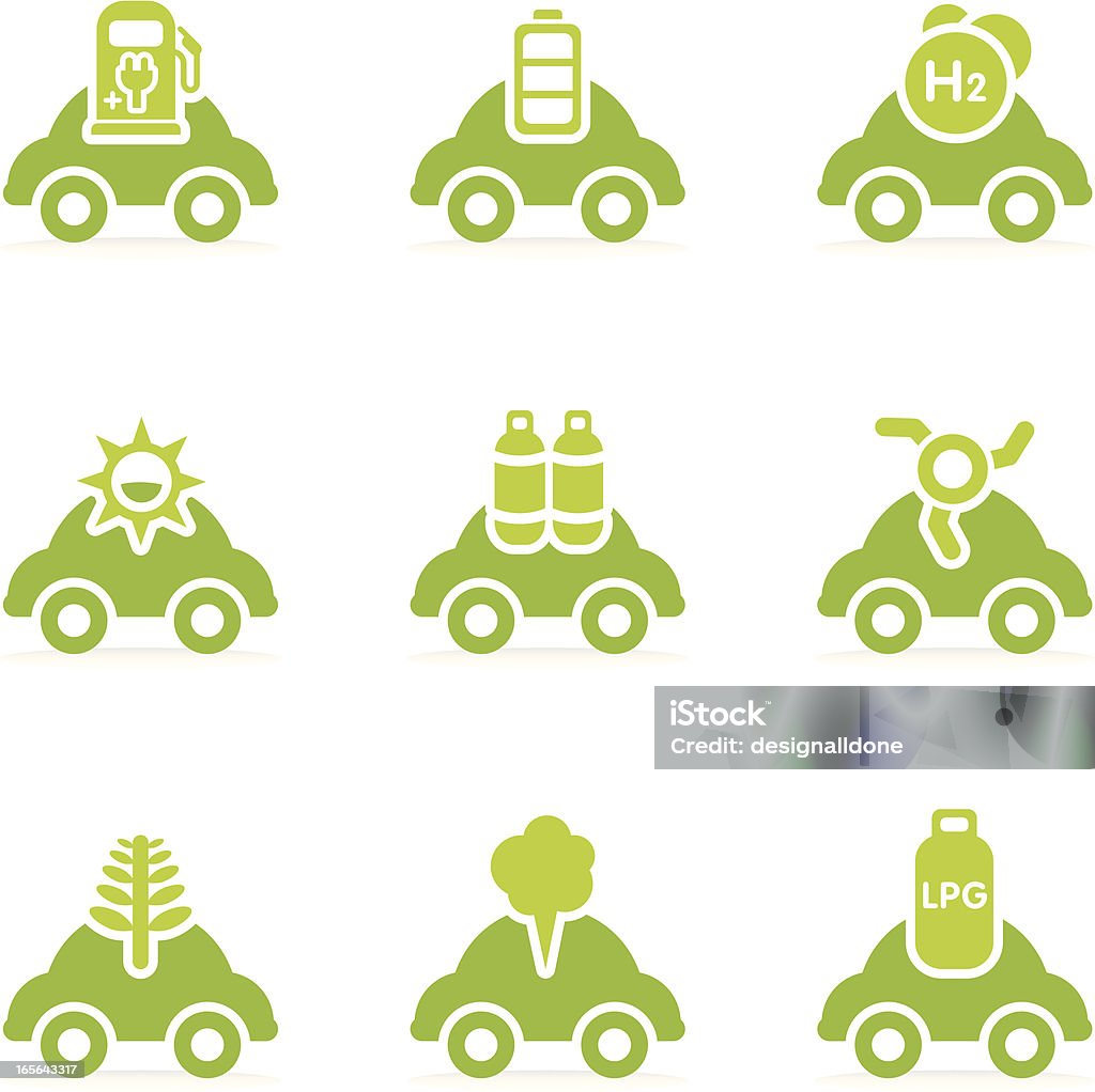 Alternative Fuel Car Symbole - Lizenzfrei Wasserstoff Vektorgrafik