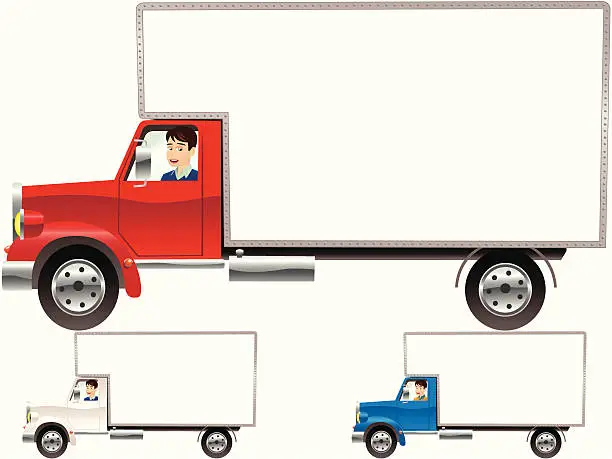 Vector illustration of Removal trucks with blank sides