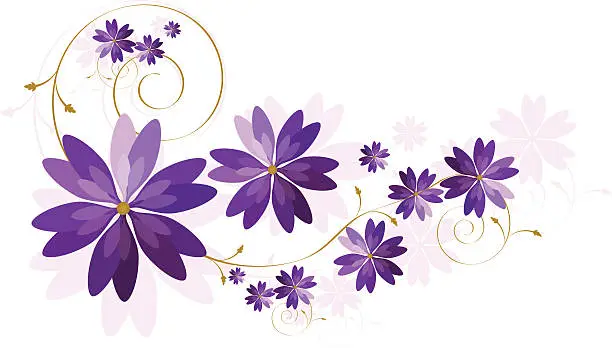 Vector illustration of Floral Design with Copy Space - Rich Purple, Lavender