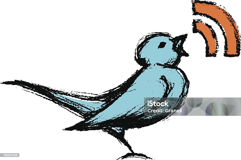 Esquisse oiseau de Twitter - clipart vectoriel de Chant d'oiseau libre de droits