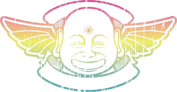 Vector illustration of buddha retro logo