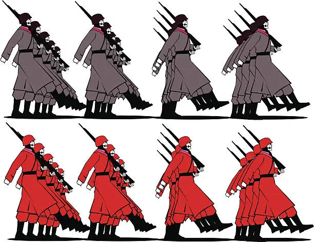 Vector illustration of Marching Soldiers