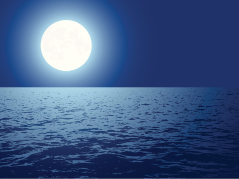 a shiny moon on the sea.This editable vector file contains eps8, aics3, ai10 and 300dpi jpeg  formats