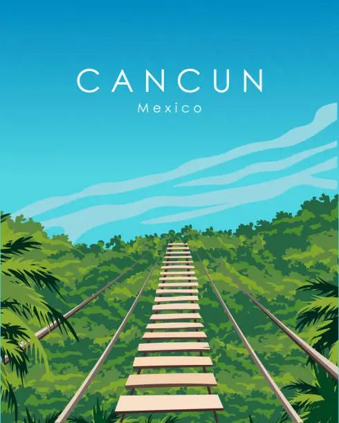 Vector illustration of Cancun Mexico travel poster
