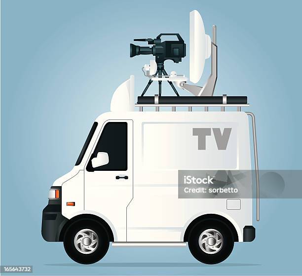 Tv Nachrichten Van Stock Vektor Art und mehr Bilder von Fernsehbranche - Fernsehbranche, Kabel, Personentransporter