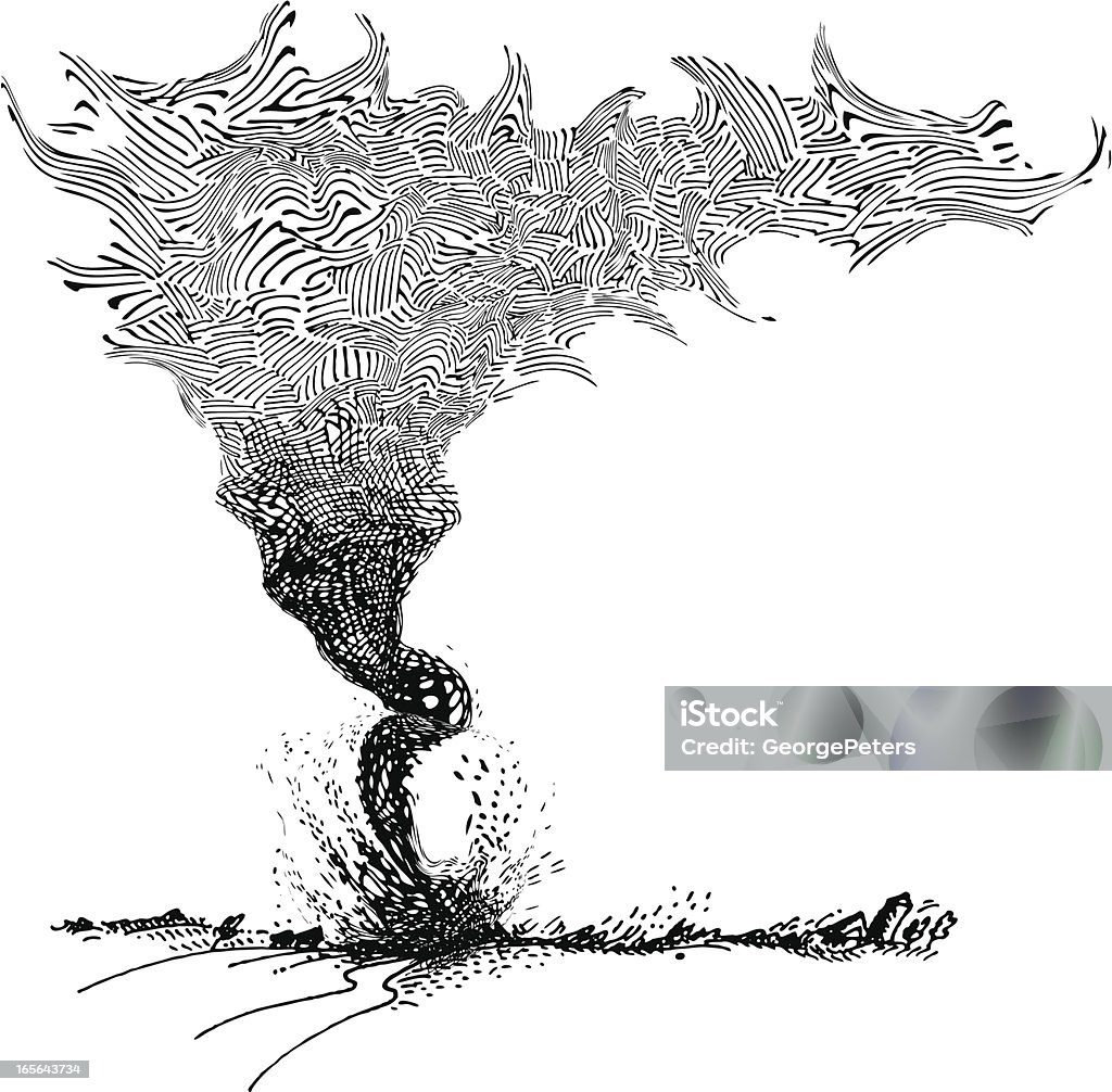 Lineart de cortar Farmland Tornado - arte vectorial de Tornado - Tormenta libre de derechos