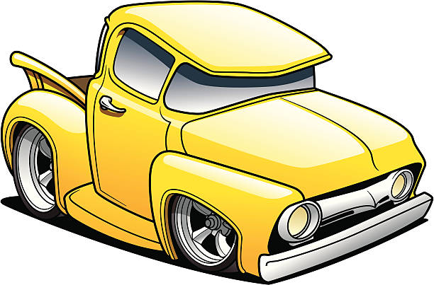 Cartoon Classic Truck vector art illustration